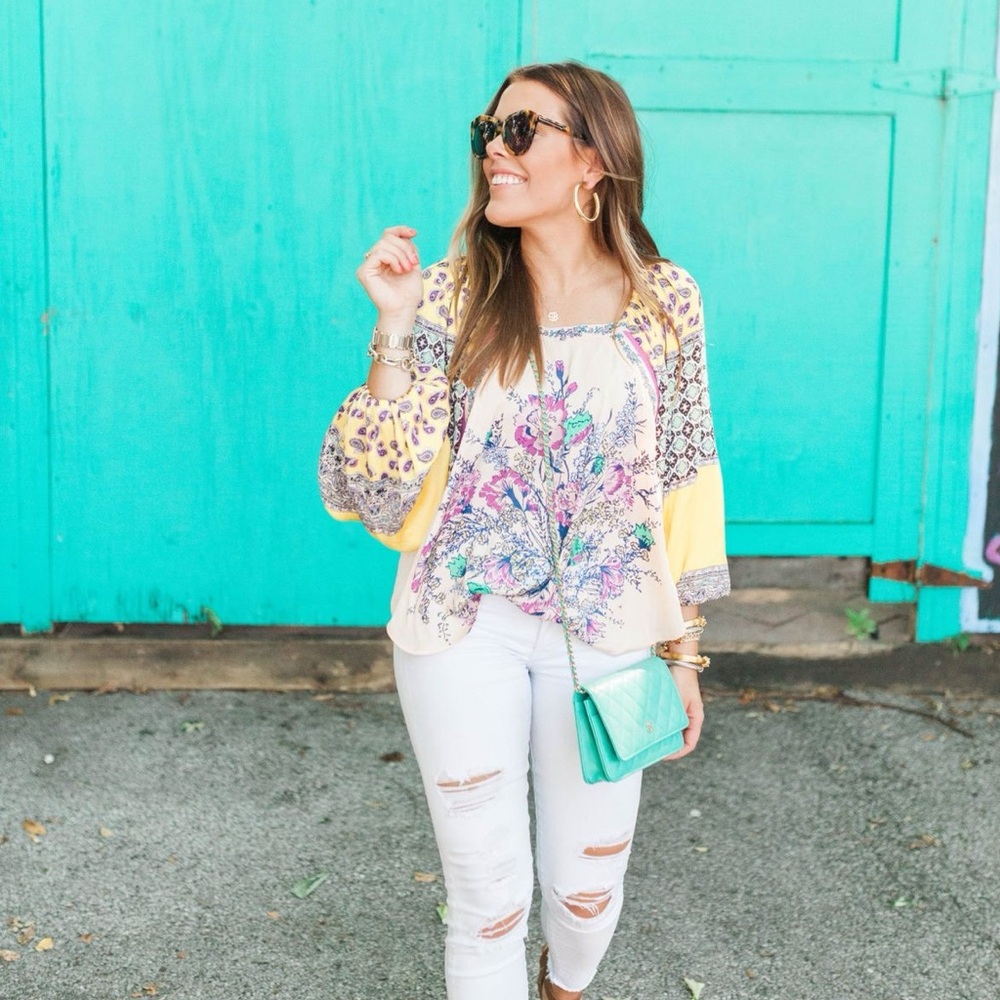 Free People Pastiano Multicolor Off-Shoulder Top